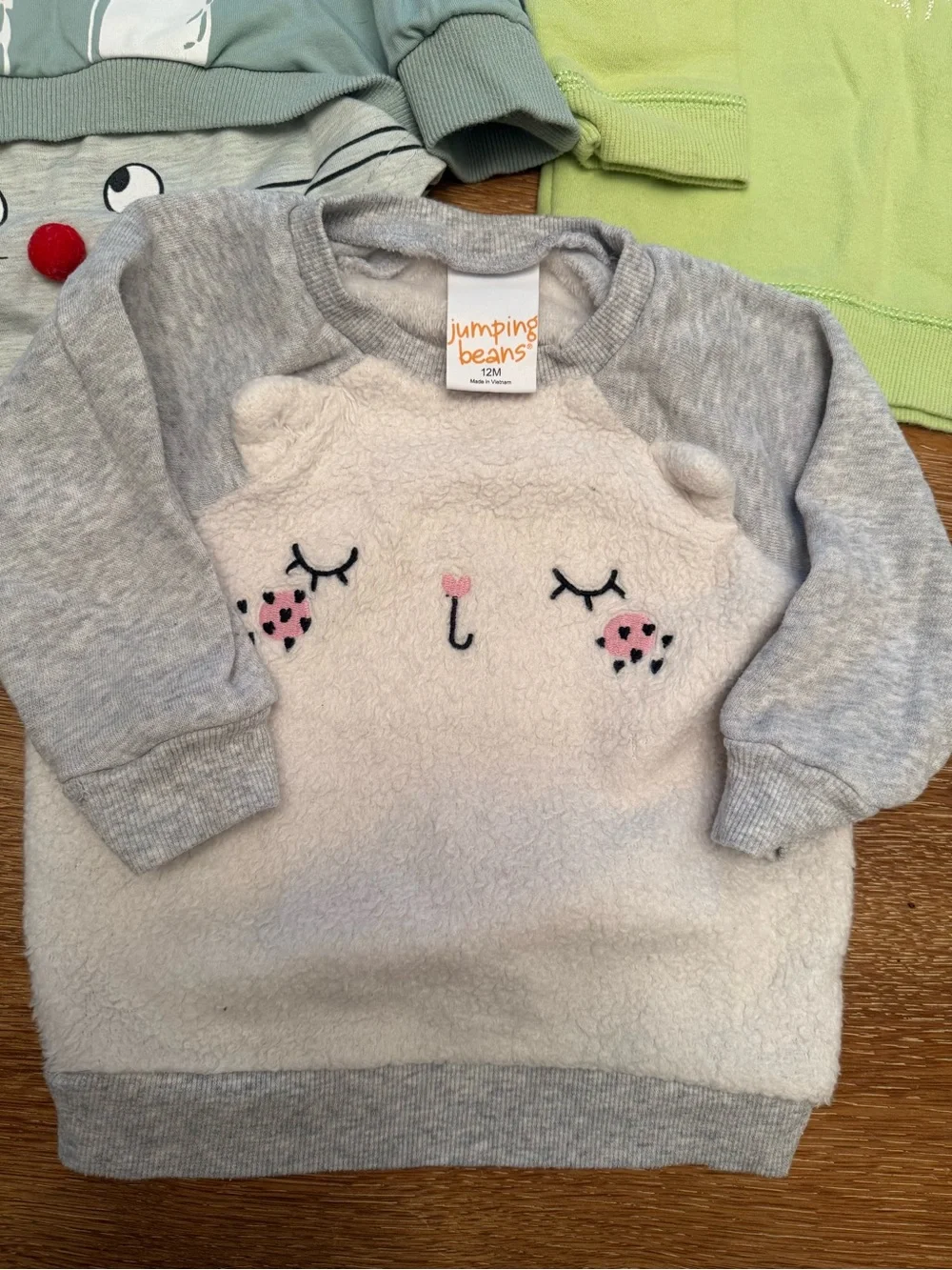 Lot of 3 Baby Girl Sweatshirts Mixed Brands Size 12 Months GUC